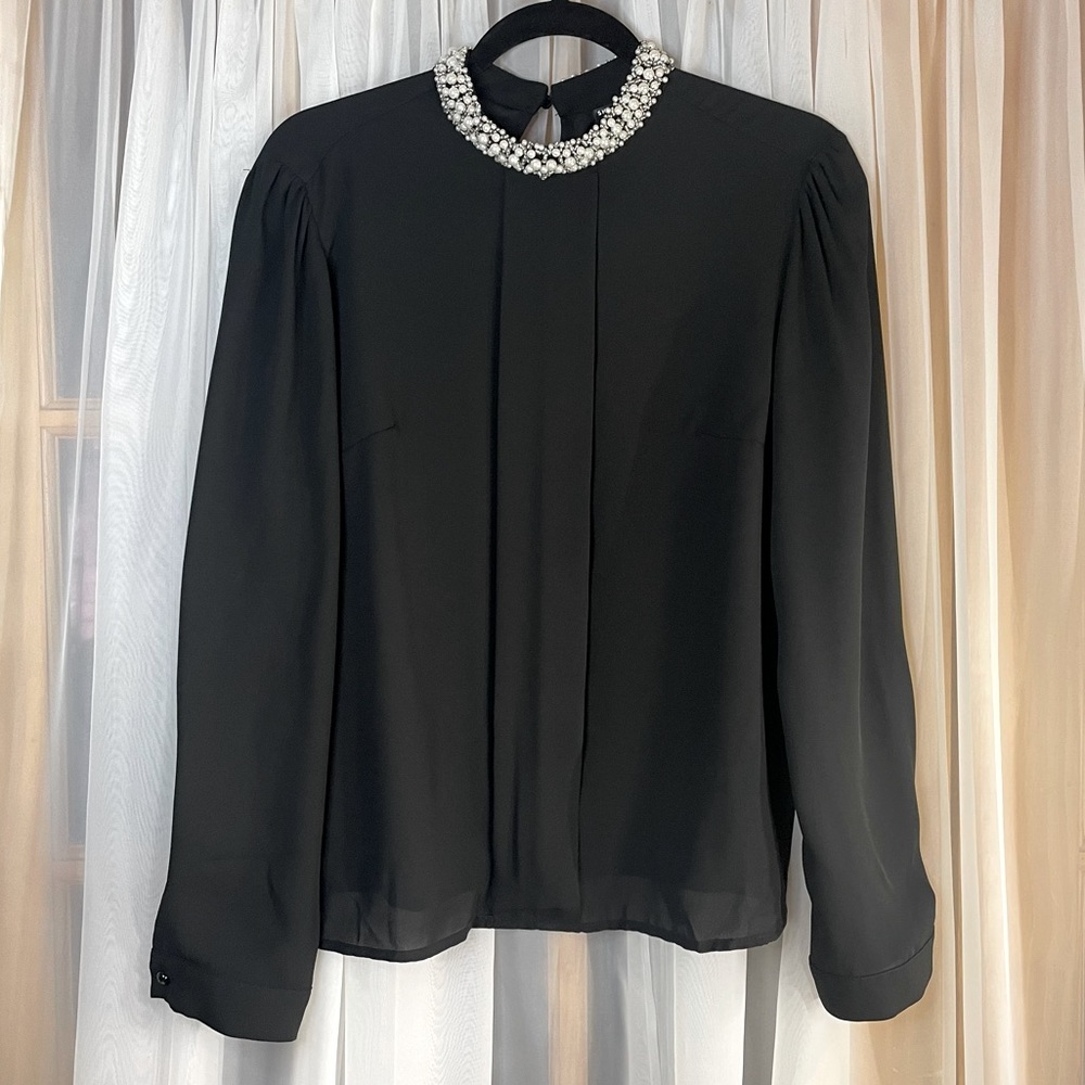Itm 0036 SHEIN long sleeved beaded collar top size LG